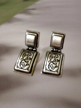 Brighton vintage silver Plated scrolled drop earrings EUC